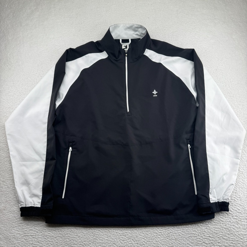 FootJoy Golf Windbreaker Mens Large Black 1/4 Zip Pullover Lightweight Jacket